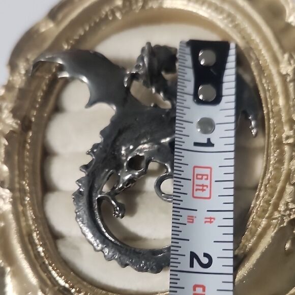 Large Pewter Dragon Celtic Flying Fantasy Pendant 2" Pendant - Picture 3 of 3